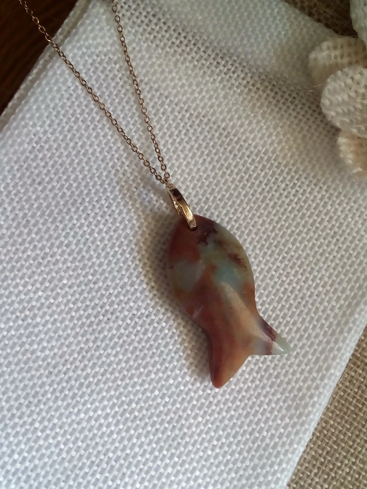 Collier réversible poisson pierre naturelle d'amazonite – photo 4